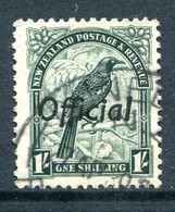 New Zealand 1936-61 Officials - Pictorials - Multiple Wmk. - P.14 X 13½ - 1/- Tui Used (SG O131) - Oficiales