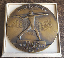 1st Mediterranean Games Alexandria Egypt 1951 ORIGINAL Participation Medal & Box - Atletiek