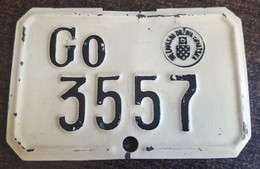 NDH - Croatia / Hrvatska - License Plate Of The Bike / Cycle  (double Siee) -  District  GORA  "GO 3557" From 1941 Years - Placas De Matriculación