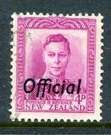 New Zealand 1947-51 Officials - KGVI - 4d Bright Purple Used (SG O153) - Officials
