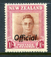 New Zealand 1947-51 Officials - KGVI - 1/- Value - Plate 1 - Wmk. Upright - HM (SG O157) - Dienstmarken