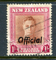 New Zealand 1947-51 Officials - KGVI - 1/- Value - Plate 2 - Wmk. Upright - Used (SG O157b) - Oficiales