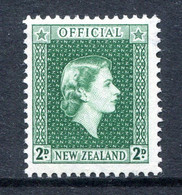 New Zealand 1954-63 Officials - QEII - 2d Bluish-green LHM (SG O161) - Service