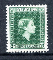 New Zealand 1954-63 Officials - QEII - 2d Bluish-green LHM (SG O161) - Oficiales