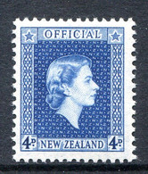 New Zealand 1954-63 Officials - QEII - 4d Blue LHM (SG O164) - Oficiales