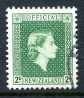 New Zealand 1954-63 Officials - QEII - 2d Bluish-green Used (SG O161) - Officials