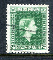 New Zealand 1954-63 Officials - QEII - 2d Bluish-green Used (SG O161) - Service