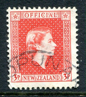 New Zealand 1954-63 Officials - QEII - 3d Vermilion Used (SG O163) - Dienstzegels