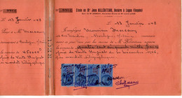 TB 3537 - 1948 - Timbres Fiscaux Sur Reçu - Etude De Me Jean HILLERITEAU Notaire à LUCON - Briefe U. Dokumente