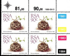 South Africa - 1988 Succulents 90c Control Block (1988.09.01) (**) - Hojas Bloque