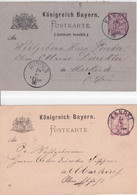 BAYERN - 1886 + 1889 - 2 CARTES ENTIER Dont "ANTWORT BEZAHLT" De KANDEL => STE MARIE AUX MINES (ALSACE) - Interi Postali