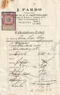 2217 J. Pardo Wien Zollspedition Invoice 1910 10 Heller - Austria