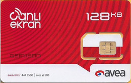 Turkey - Avea - Red White Design 128Kb GSM SIM2 Mini (Type 1A), Mint - Türkei