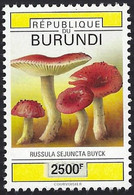 Burundi 2007 Overprint 2500f On 120f Mushroom Russula Sejuncta Fungi Michel 1910 Mint - Ungebraucht