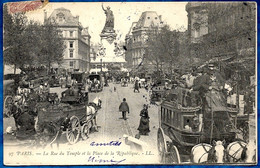 CPA 75003 PARIS - La Rue Du Temple Et La Place De La République (Omnibus - Attelages) ° LL 97 - Openbaar Vervoer