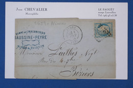 AY7 FRANCE  BELLE  LETTRE  1871 NIMES   A   BEZIERS    +CERES N°37  20C ++AFFRANCH. PLAISANT - 1870 Belagerung Von Paris