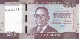 BILLETE DE LIBERIA DE 20 DOLLARS DEL AÑO 2016 SIN CIRCULAR (UNC) (BANK NOTE) - Liberia