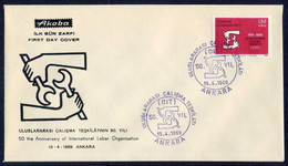 Türkiye 1969 ILO International Labor Organisation, 50th Anniversary Mi 2122 FDC - Lettres & Documents