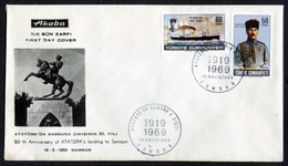 Türkiye 1969 ATATÜRK's Landing To Samsun, 50th Anniv. | Battle, Uniform, Ship Mi 2135-2136 FDC - Lettres & Documents