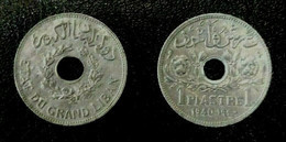 LEBANON 1940 SCARCE 1 PIASTRE ZINC KEY DATE COIN, Km#3a. - Lebanon