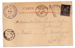 1901-cachet Mécanique PARIS DEPART.Drapeau,RF Type Sage 10c Noir+AIMARGUES-30+2ème étage Tour Eiffel..CPA Tour Eiffel - Sellado Mecánica (Otros)