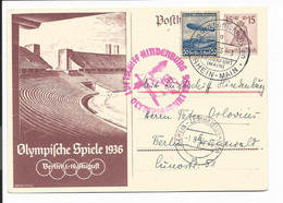 DR P 260 - 15 Pf  Olympia Sommerspiele M. 50 Pf Zusatzfr. M. SST Frankfurt/M. Zeppelin-Olympiafahrt 1936 Nach Berlin - Postwaardestukken