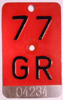 Velonummer Graubünden GR 77 - Plaques D'immatriculation