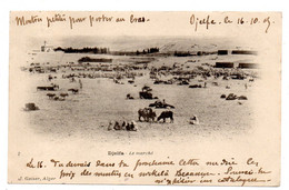 Algérie -- DJELFA --1905-- Le Marché  ( Très Animée, Mosquée à Gauche ) ....cachets DJELFA...BESANCON...........à Saisir - Djelfa