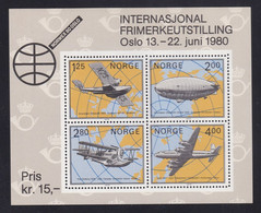 Norway - 1980 Norwex Miniature Sheet - Aircraft - MNH - Blocs-feuillets