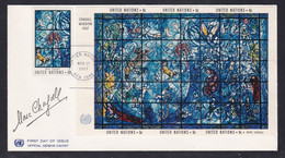 United Nations - New York Office 1967 Marc Chagall Window Sheet FDC - Cartas