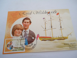 NEVIS MAXIMUM  CARDS    ROYAL WEDDING ROYAL  YACHT BOATS - St.Kitts And Nevis ( 1983-...)