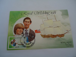 NEVIS MAXIMUM  CARDS    ROYAL WEDDING ROYAL  YACHT BOATS - St.Kitts And Nevis ( 1983-...)