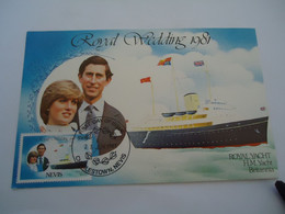 NEVIS MAXIMUM  CARDS    ROYAL WEDDING ROYAL  YACHT BOATS - St.Kitts And Nevis ( 1983-...)