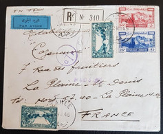 LEBANON -REGISTERED STAMPS COVER  FROM ZAHLE TO FRANCE, YEAR 1945. - Libanon