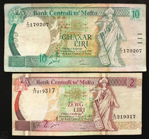 Malta 2 + 10 Liri 1967 LOTTO 4050 - Malte