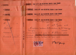 VP20.015 - LUCON 1946 / 47 - Lot De 5 Reçus Signés, Mme La Vicomtesse De L'ESPINAY épouse MARTIN - DECAEN - Other & Unclassified