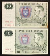 Svezia Sverige 2 Banconote 2 Notes Lotto.4039 - Svezia