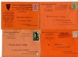 1935/51 4 Kaarten Ets WILLOCQ BOTTIN Bruxelles Eclairages Pour Autos Motos - Belgia Wilgia - Naar Sint Niklaas - Ref 320 - Andere & Zonder Classificatie