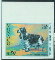 83896 - MONACO - STAMPS: Dallay  # 895 IMPERF N/D - MNH Dogs 1971 Cocker Spaniel - Chiens