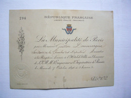 Carte Invitation 1896 Mairie De Paris à Gaston Doumergue En Présence De L'empereur Et Impératrice De Russie - Ohne Zuordnung