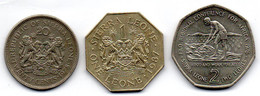 SIERRA LEONE, Set Of Three Coins 20 Cents, 1, 2 Leones, Copper-Nickel, Year 1976-87, KM # 30, 43, 29 - Sierra Leona