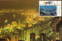 Hong Kong, Maximum Cards, (159), Hong Kong Night, 1985, Circulado - Maximumkarten