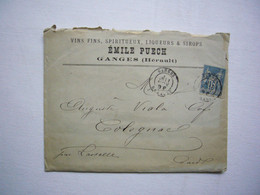 Enveloppe + Facture Et Reçu TP Fiscal1888 Emile Puech Spiritueux, Vins Fins à Ganges - 1800 – 1899
