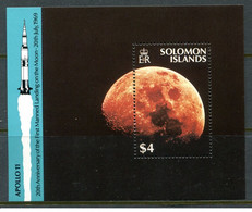 Solomon Islands 1989 - 20th Anniv. Of The Arrival Of Man On The Moon Miniature Sheet Mnh** - Salomon (Iles 1978-...)