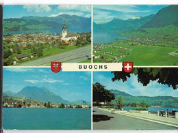 BUOCHS: 4-Bild-AK Mit Flugansicht 1977 - Buochs