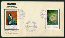 Türkiye 1970 Paintings 1st Issue | Deer, Woman With Mimosas Mi 2184-2185 FDC - Storia Postale