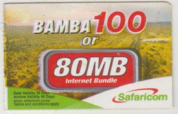 KENYA - BAMBA 100 (1/4 Size), Safaricom Card , Expiry Date:15/02/2015, Used - Kenya