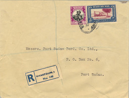 1961 SUDAN / SOUDAN - SOBRE CERTIFICADO , KHARTOUM , SHILLUK WARRIOR , SAGIA ( WATER WHEEL ) - Soedan (1954-...)