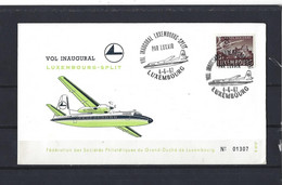 Luxembourg: FDC -Vol Inaugural Luxembourg-Split - Lettres & Documents