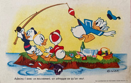 Walt Disney - Cpa Illustrateur - Donald Riri Fifi Loulou à La Pêche - Other & Unclassified